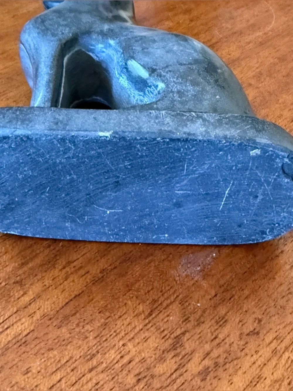 Vintage Carved Bonded Stone Egyptian Goddess Seated Bastet Cat Gray
